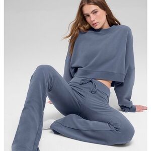 ALO Yoga Cropped Sway Crewneck Pullover Bluestone size M sold out Color
